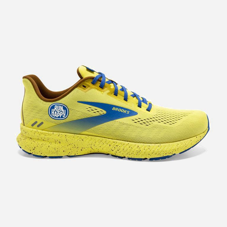 Brooks Launch 8 Mens Light Cushion Road Running Shoes - Golden Kiwi/Pale Banana/Victoria Blue - Phil